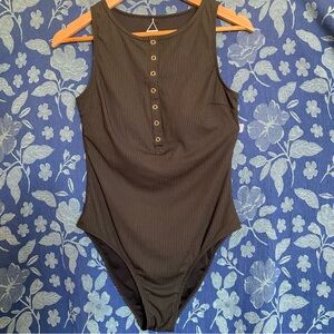 Cupshe Black Ribbed Kids Bodysuit